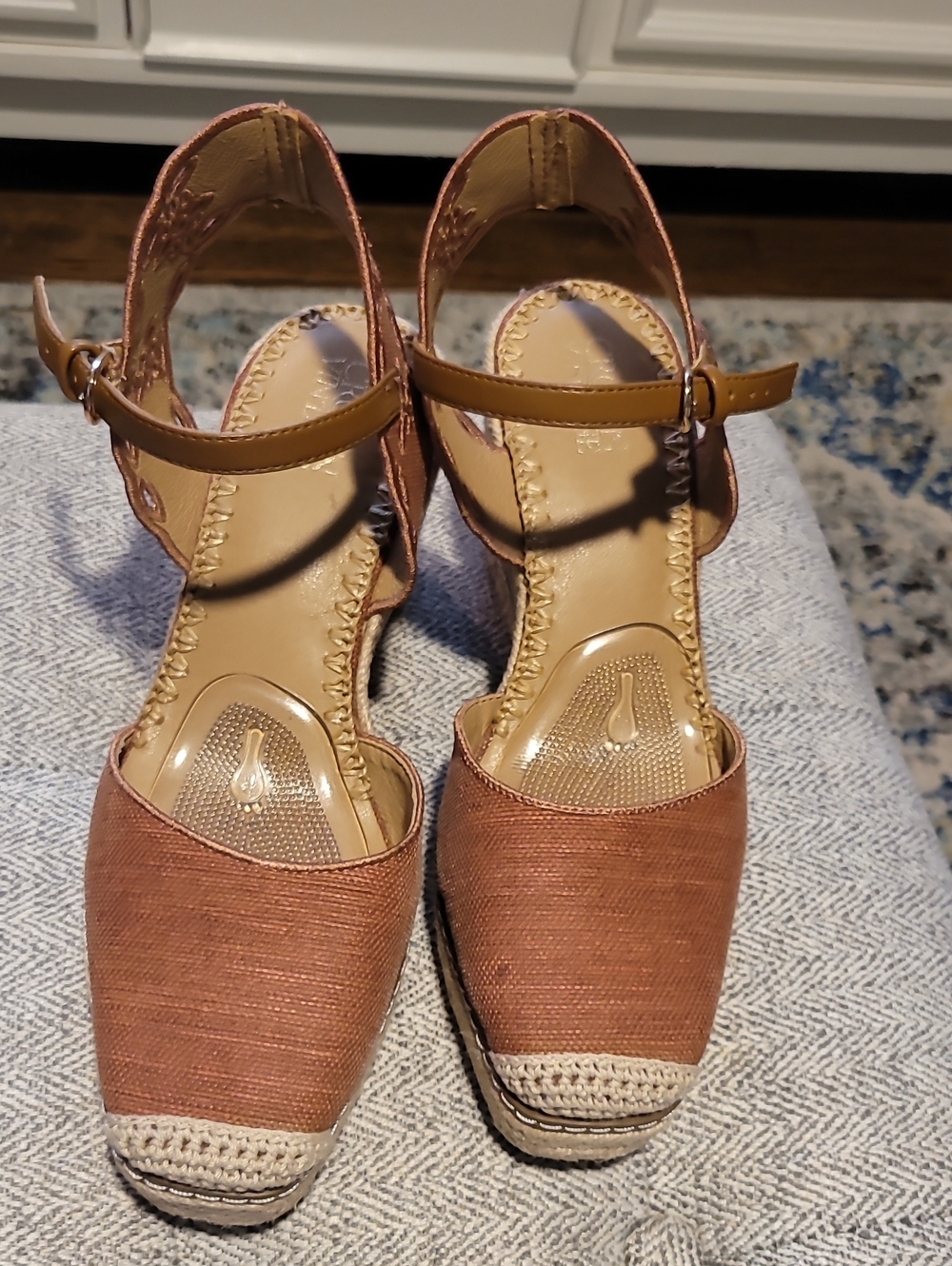 Crown Vintage Rust Brown Wedge Espadrille Sandals